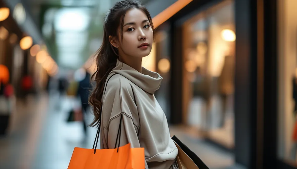 Woman with strong posture lifting a grocery bag easily